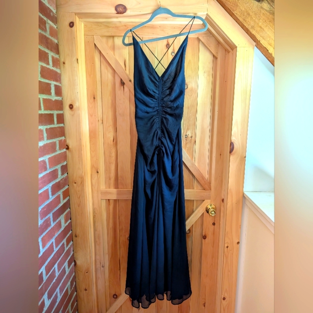 Free People Simone Backless Navy Maxi Dress